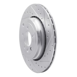 Land Rover Range Rover Sport Brake Rotor (1) - Rear Right - R1 Concepts - Drilled & Slotted - Silver - `10-`13